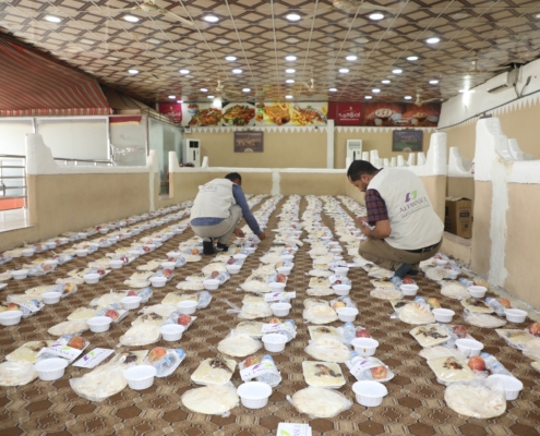 The distribution of food baskets and Ramadan Iftars